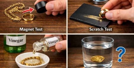 Simple home tests to identify real gold using magnet, scratch, vinegar, and water methods